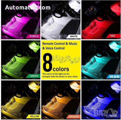 Kомплект автомобилни LED светлини Automat, за интериор на автомобил RGB, DC 12V, снимка 3 - Аксесоари и консумативи - 27796410