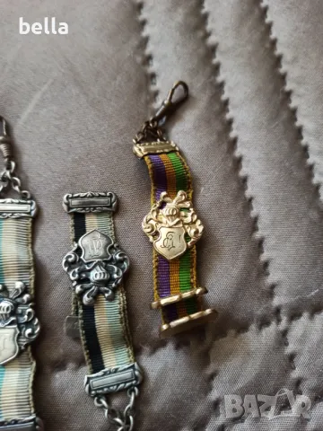 Стари водачи 5 бр. ленти със сребърни елементи от ордени за братство,членство ,за студенти или др , снимка 2 - Антикварни и старинни предмети - 50434200