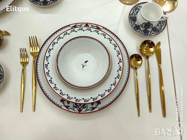 Комплект прибори за хранене – 24 части, златист цвят с магнитна кутия, снимка 2 - Други - 53590630