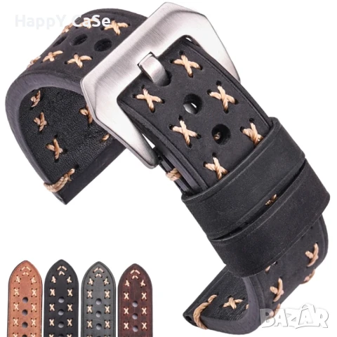 HAND MADE Кожена каишка за Huawei Watch/Samsung/Xiaomi/Garmin/Apple/Amazfit, снимка 2 - Каишки за часовници - 50047083