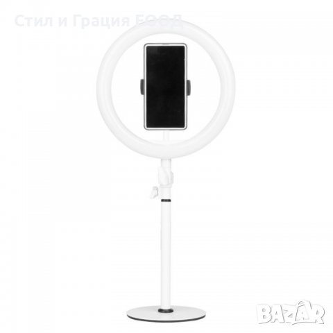 LED лампа Ring 10" - 8W - бяла/черна, снимка 3 - Козметични уреди - 38082337