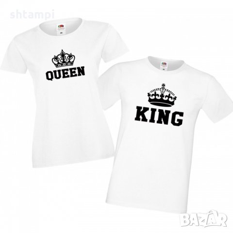 Комплект тениски за влюбени King Queen, снимка 2 - Тениски - 33012371