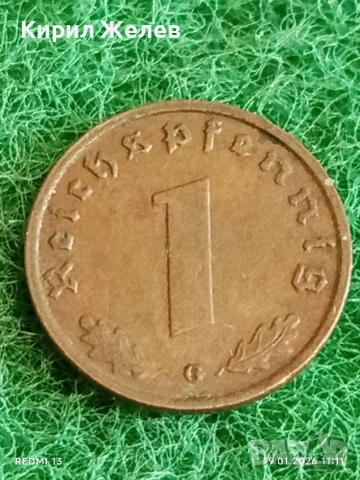 Две монети 1 райхсфенинг 1940г. Трети Райх Германия с свастика 53327, снимка 2 - Нумизматика и бонистика - 53148391