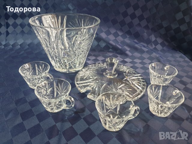 Голям кристален съд и чаши за боле, снимка 3 - Сервизи - 38812863
