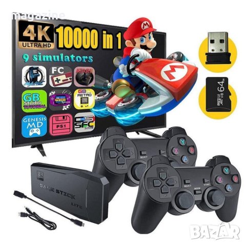 Безжична Ретро ТВ конзола stick 64G за Видеоигри M8 , 4K, HDMI изход