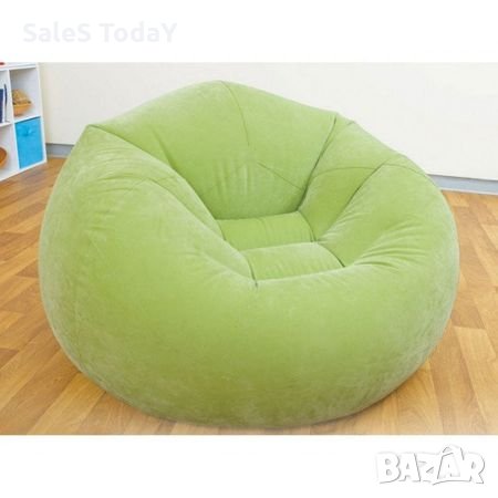 Цветно надуваемо ергономично креслo, Intex, 107 х 104 х 69 cm., Зелено, снимка 1 - Дивани и мека мебел - 28411507
