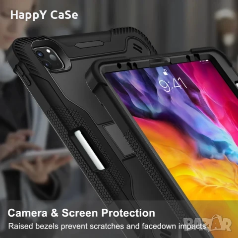 Apple iPad Pro / Air / 11" 13" / 2024 / 2025 / Трислоен удароустойчив кейс калъф за таблет, снимка 5 - Таблети - 50906592