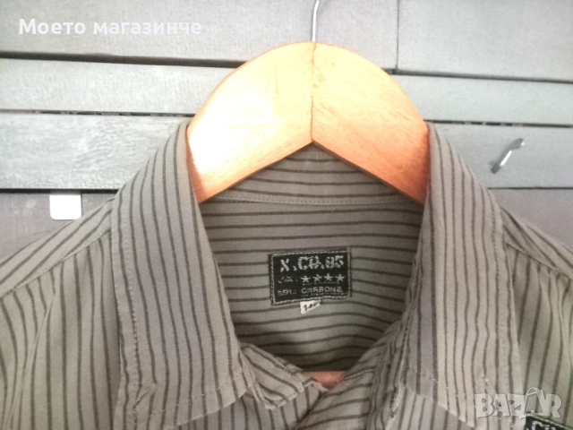 Памучна зеленикава риза, размер 134–140 см (8–10 г.), снимка 5 - Детски ризи - 52151806