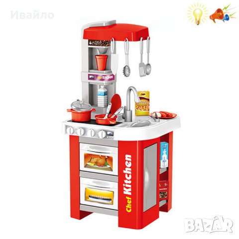 Детска кухня със светещи котлони, реалистични звуци и мивка с течаща вода, снимка 4 - Играчки за стая - 37433692