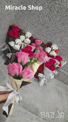 Мини букети от сапунени рози , снимка 3 - Изкуствени цветя - 53045391