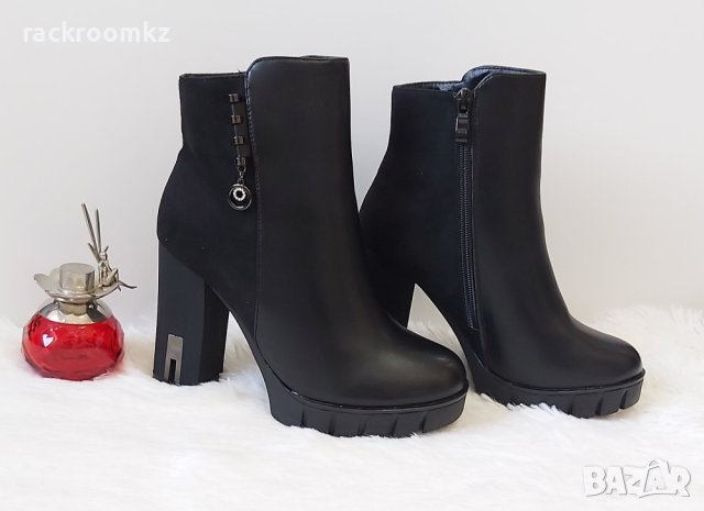 Елегантни дамски боти на висок стабилен ток в черен цвят модел: R54-3, снимка 5 - Дамски боти - 43170184