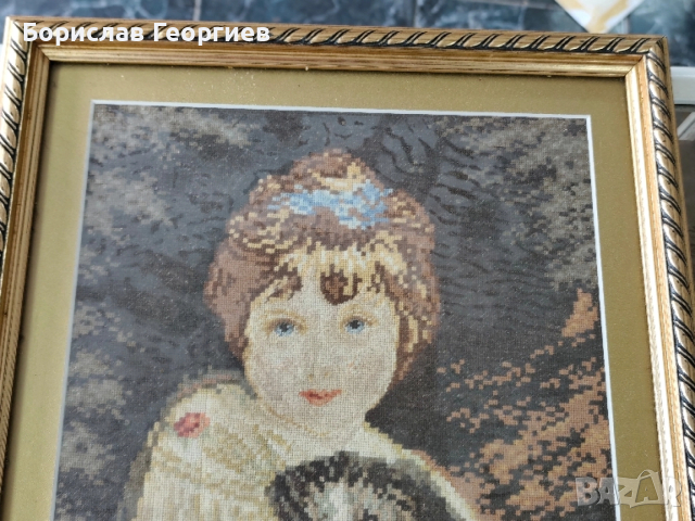 Гоблен момичето с куче, снимка 2 - Гоблени - 52546386