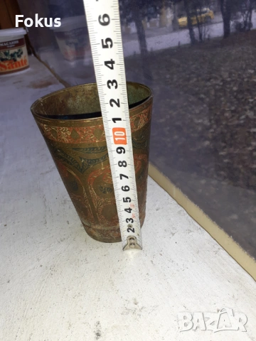 Стара гравирана бронзова чаша, снимка 7 - Антикварни и старинни предмети - 53395573