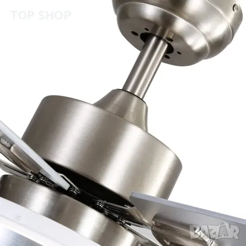 Таванен вентилатор FINXIN с лампа, дистанционно (122 см,никел,4 перки), снимка 6 - Лед осветление - 49500137