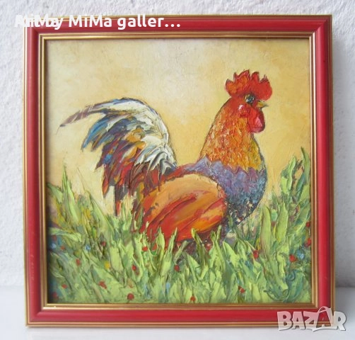 Петел, петли, петлета, rooster painting - Мима / Art by MiMa,  paintings, снимка 10 - Картини - 31513632