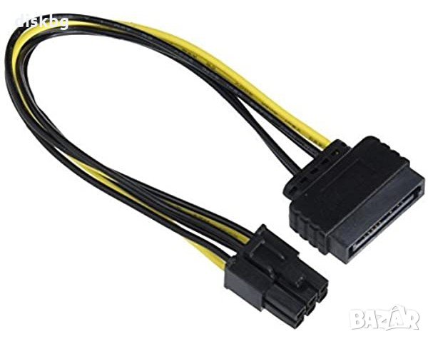 Нов кабел SATA Power 15pin to PCI Express 6pin, 0.2 метра 