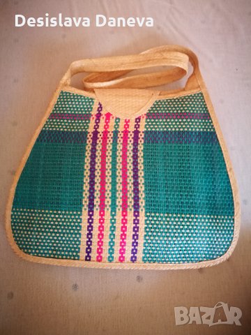 Ретро сламена лятна плажна чанта, снимка 2 - Чанти - 33678742
