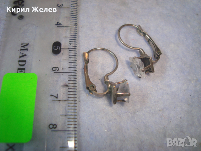 СТАРИ ПОСРЕБРЕНИ МЕДНИ КЛАСИЧЕСКИ МОДЕЛ АРТ ДЕКО ОБЕЦИ с ФАСЕТИРАН БОХЕМСКИ КРИСТАЛ 21672