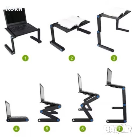 Стойка за лаптоп , черна , въздушно охлаждане , рамена въртящи се на 360 градуса, снимка 4 - Други - 43229997