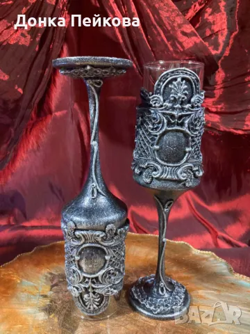 Чаши за вино в сребро, ръчна изработка, снимка 1