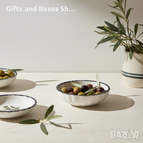 Изящни купички и плата с декор маслини от керамика, снимка 8 - Други - 52965820