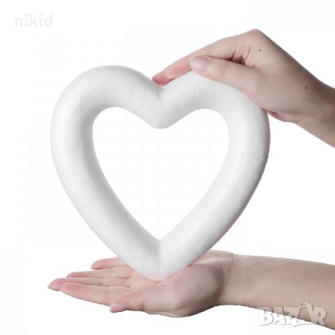 15 и 20 см Сърце с Дупка Стиропор основа макет за розички за декорация по избор за подарък