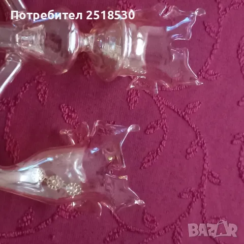 Изящен стъклен свещник , снимка 4 - Декорация за дома - 49720201