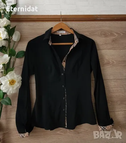 Черна риза пронт BURBERRY , снимка 3 - Ризи - 49829924