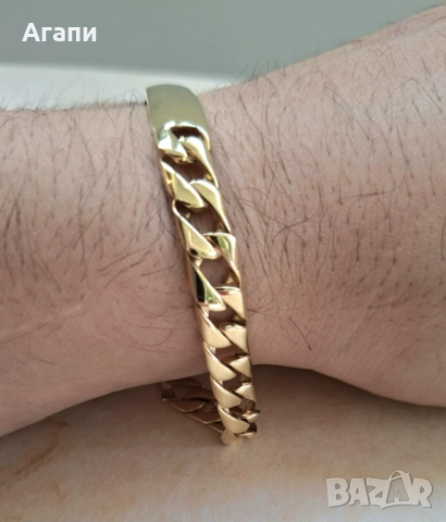 Златна гривна с плочка проба 585 или 14 карата чисто нова , снимка 3 - Гривни - 51845995