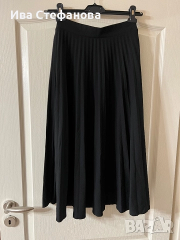 Нова елегантна ежедневна дълга черна  плисирана плисе пола солей