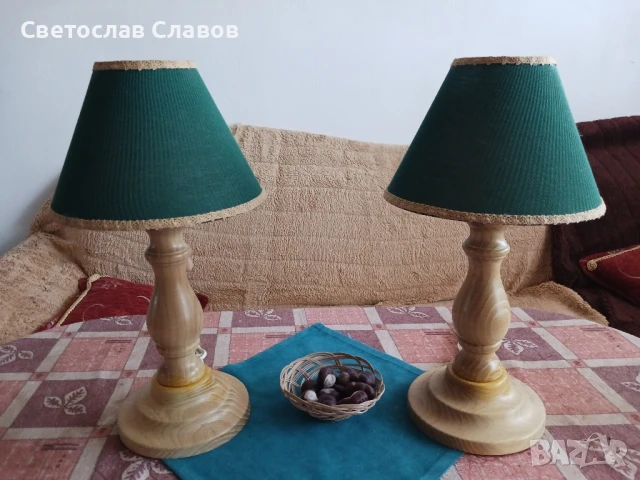 Комплект настолни /нощни/ лампи от стругована акация 2
