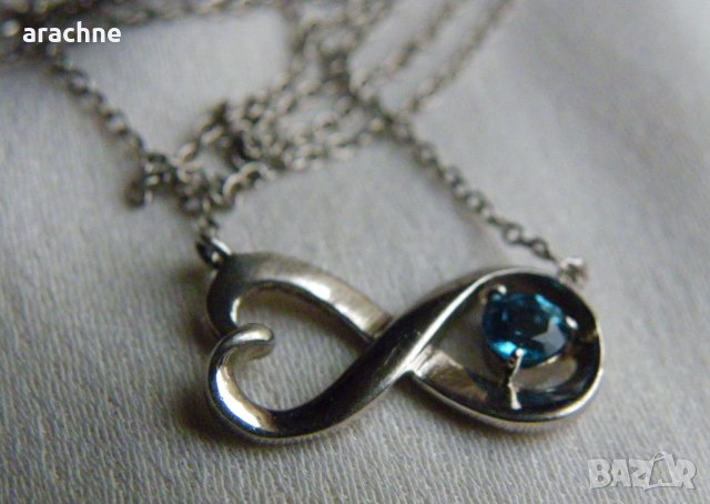Американско сребърно колие с "Його сапфир", снимка 6 - Колиета, медальони, синджири - 35105468