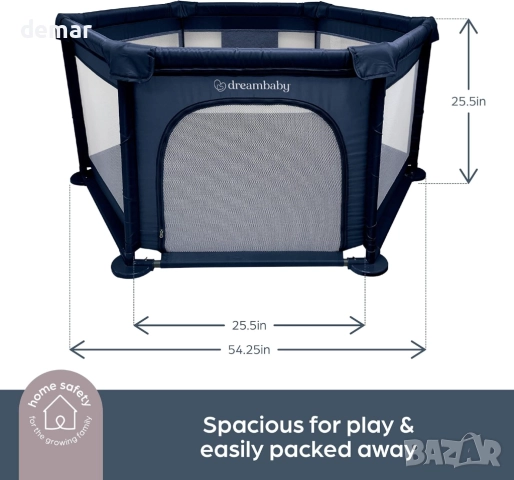 Dreambaby Голяма кошара за игра Explore Deluxe, 140х140 см, тъмносиня, снимка 6 - Кошарки - 52672209
