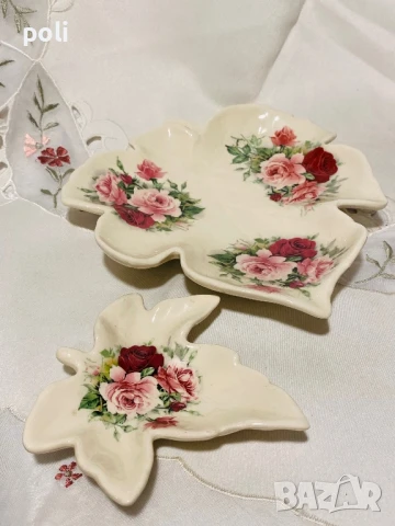 порцеланова чиния лист , снимка 3 - Чинии - 50904494