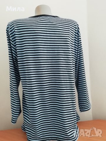 Нова блуза на сини и черни ленти, снимка 3 - Блузи с дълъг ръкав и пуловери - 38323045