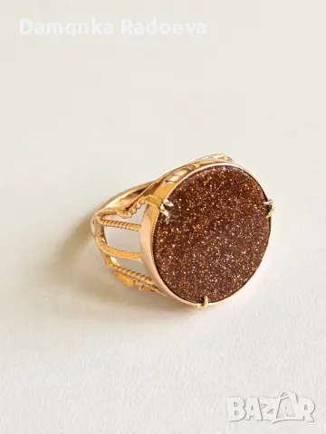 СССР златен пръстен с Авантюрин проба 583