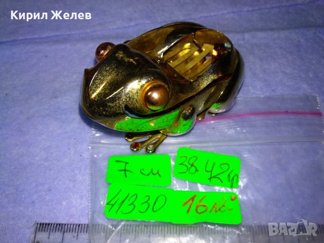 СТАРА ПОЗЛАТЕНА МЕТАЛНА КЪСМЕТЛИЙСКА ЖАБКА - КУТИЙКА За СКЪПОЦЕННОСТИ ФИГУРКА 41330, снимка 4 - Колекции - 43590146