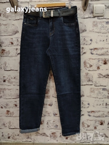 Version- модел Mom fit, големи размери, тъмни, висока талия, мек деним с еластан