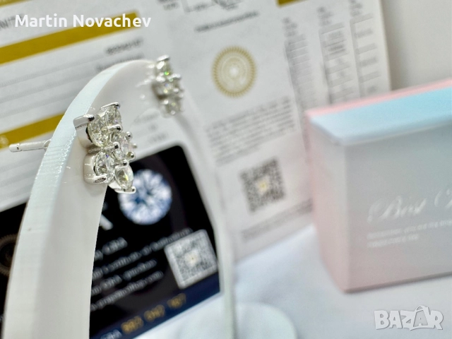Сребърни обеци с мойсанит (Диамант) 1.2 карата, снимка 4 - Обеци - 52081954
