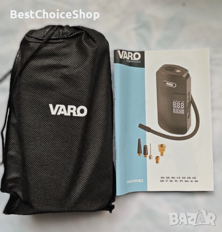 VARO – Безжична въздушна помпа 8V, 150 PSI, фенер, приставки, снимка 4 - Аксесоари и консумативи - 53400234