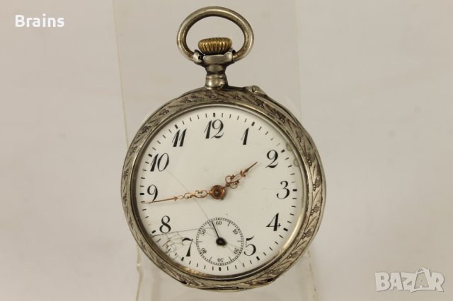 Сребърен Джобен Часовник Цилиндър От Края На 19 Век