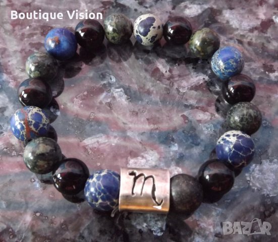 Ново! ГРИВНИ - ЗОДИИ от сребро 950 проба със скъпоценни и полускъпоценни камъни, снимка 8 - Гривни - 32958979