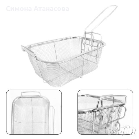 Многофункционална кошница за пържене от неръждаема стомана,  20×15см, снимка 1