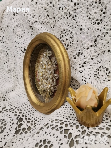 Винтидж елипсовидна картина , снимка 3 - Картини - 53467741