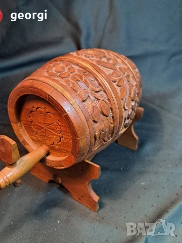 малко буре с дърворезба 30/5, снимка 2 - Декорация за дома - 52745718