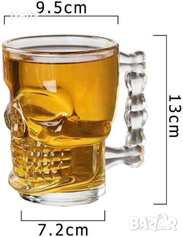 Уникална стъклена халба във форма на Череп, снимка 2 - Чаши - 43118090