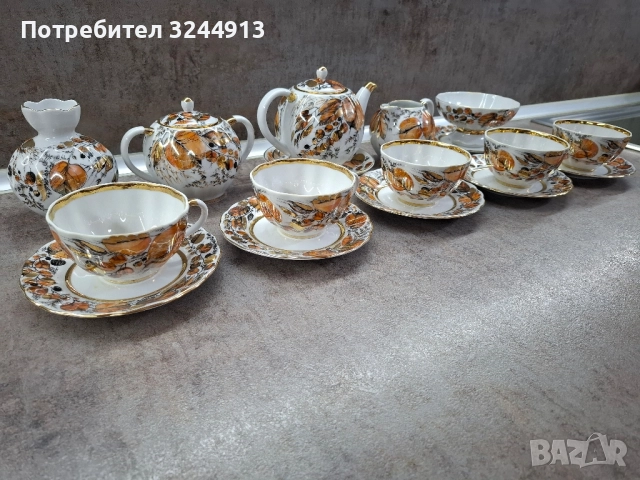 Рядък Руски порцеланов чаен сервиз ЛФЗ ,, Мой сад", снимка 2 - Сервизи - 52309387