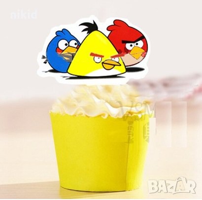 Angry Birds енгри бърдс 25 бр картон топери за кексчета мъфини торта рожден ден украса, снимка 1 - Други - 28282517