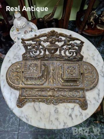 Стара прекрасна антикварна голяма френска бронзова мастилница , снимка 7 - Антикварни и старинни предмети - 51315526