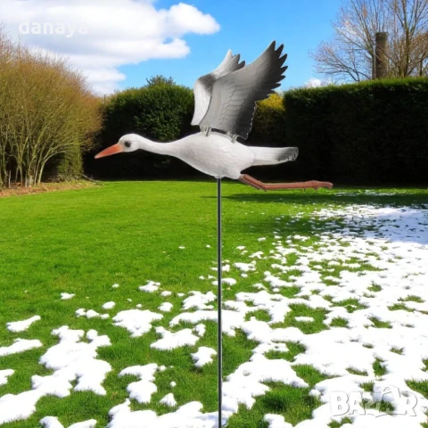 5942 Градинска декорация Щъркел на пръчка, 63 см, снимка 5 - Градински мебели, декорация  - 50695569